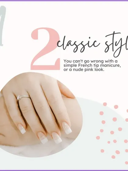 This graphic illustrates the timeless appeal of a classic French manicure or a simple nude pink look. It's a style that never fails to look polished and sophisticated.