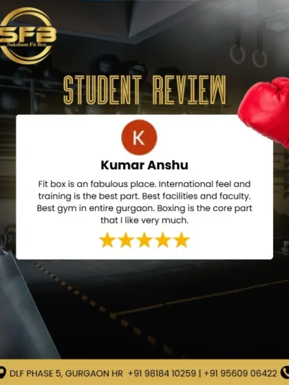 We are proud to be called the best gym in Gurgaon. This review from Kumar Anshu praises our international feel, excellent facilities, and professional training, with boxing being the core part of his positive experience.