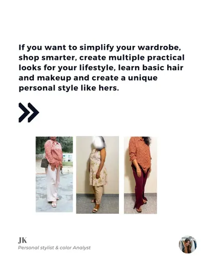 A collage showing the versatile and practical looks we created for a client. My goal is to simplify your wardrobe and help you create a unique personal style.