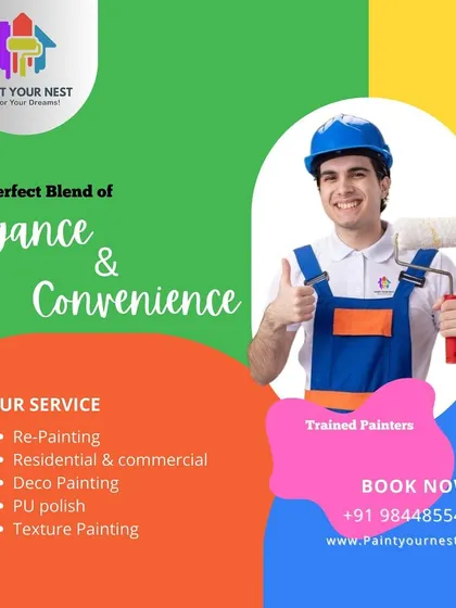 I offer the perfect blend of elegance and convenience. My trained painters handle re painting, residential and commercial projects, deco painting, PU polish, and texture painting to give your space a fresh look.