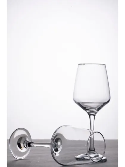Clean, high-key photography of two wine glasses. This type of image, with its bright white background and clear product focus, is a staple for e-commerce listings and catalog websites.