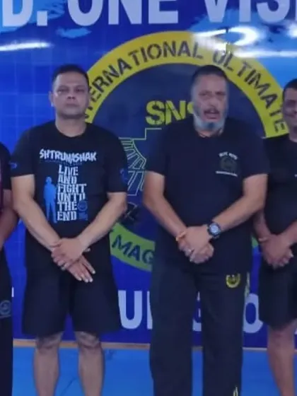A group photo with my training partners and master during the Krav Maga course.