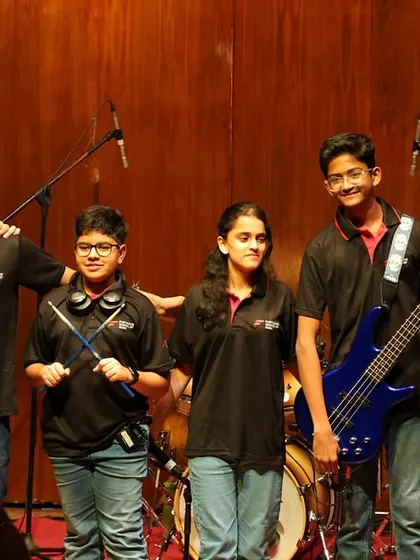 A proud moment for our Artist Club band, The Rhythmators, as they pose together after their incredible performance at the NCPA Springboard event.