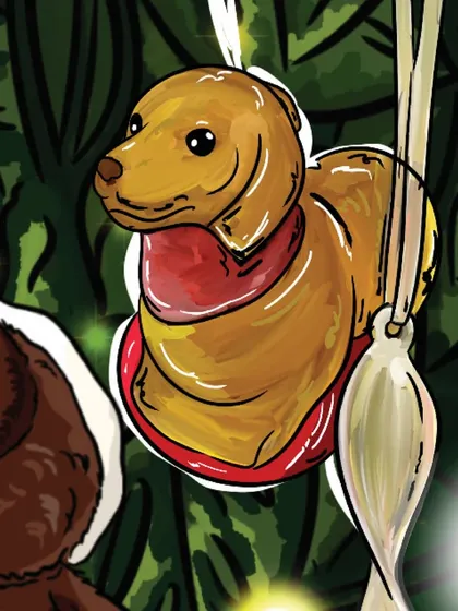 A custom-drawn dachshund ornament, immortalized as part of a family's Christmas story. I love including these small, meaningful elements.