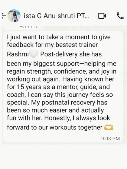 This message from a client on her postnatal fitness journey says it all. My goal is to be your biggest support, helping you regain strength, confidence, and the joy of movement after delivery. It's a journey we take together.