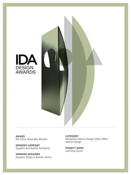 We were honored to receive a 2023 Honorable Mention from the IDA Design Awards for our Learning Centre project in the Workplace Interior Design category.
