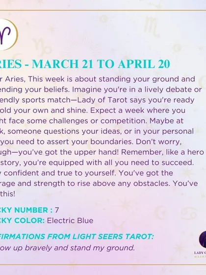 This week's tarot guidance for Aries. This week is about standing your ground and defending your beliefs. You're equipped with all you need to succeed.