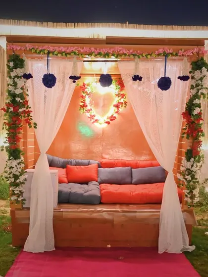 Another view of our romantic floor-seating cabana, perfect for creating those Insta-worthy moments.
