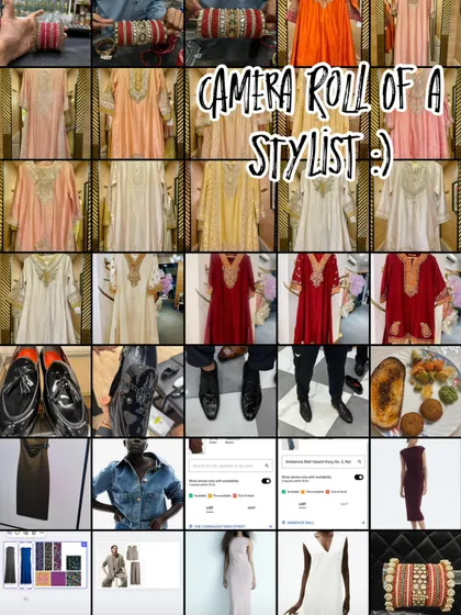 The camera roll of a stylist is a chaotic and beautiful mix of outfit screenshots, accessory details, food breaks, and mood board inspiration.