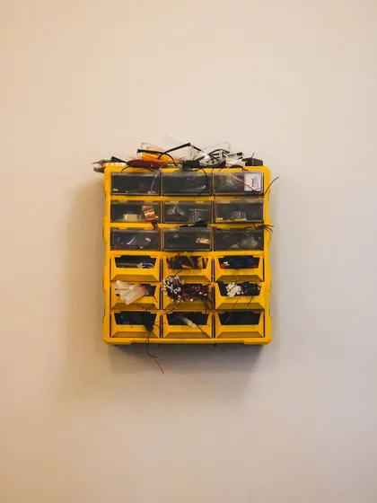 A glimpse into the creative chaos of our summer classes. This drawer of parts is a treasure chest for a curious mind.