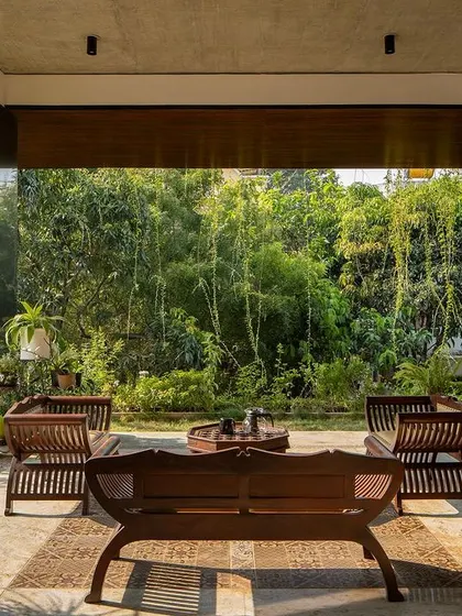 The master bedroom terrace is a private retreat that feels like it's on the ground floor, despite being elevated. It's the perfect spot for morning tea, surrounded by the sounds and sights of nature.
