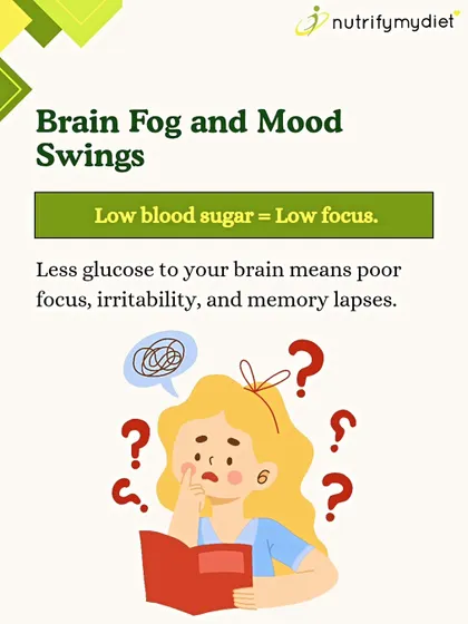 Skipping breakfast can lead to low blood sugar, which means less glucose for your brain. This can result in poor focus, irritability, and what we call "brain fog."