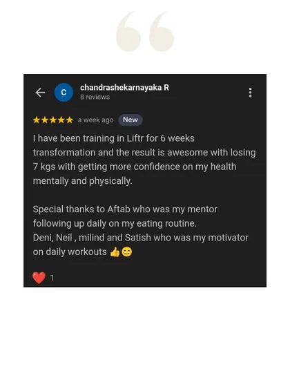 Chandrashekhar's review confirms his "awesome" results, giving special thanks to his mentor for daily follow-ups on his eating routine.
