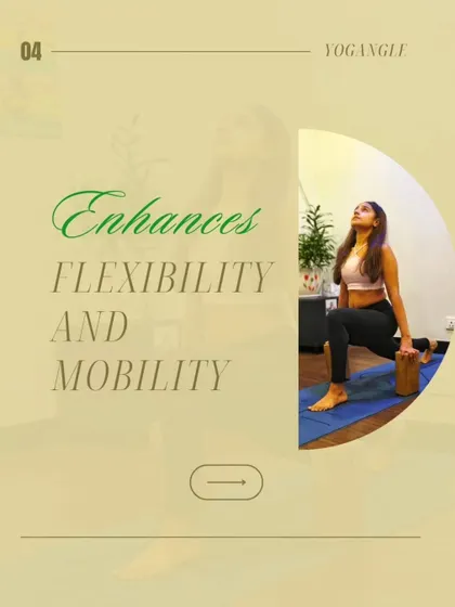 Yoga enhances flexibility and mobility by moving your joints through their full range of motion. This helps to reduce stiffness and prevent injury, keeping your body feeling fluid and free.