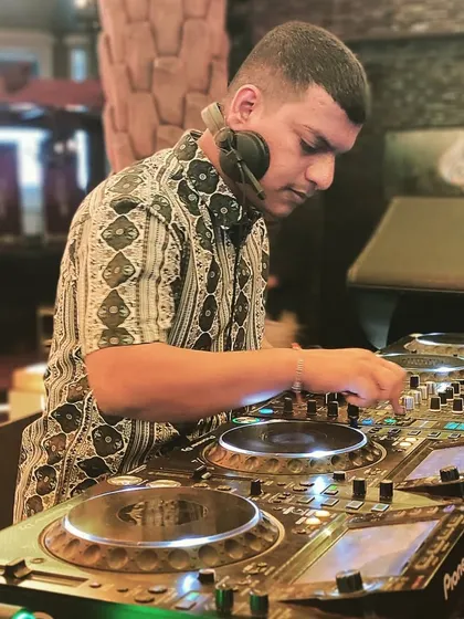 Deep in concentration during a set at Opa Bar & Cafe. I'm constantly adjusting the mix to match the vibe of the room.
