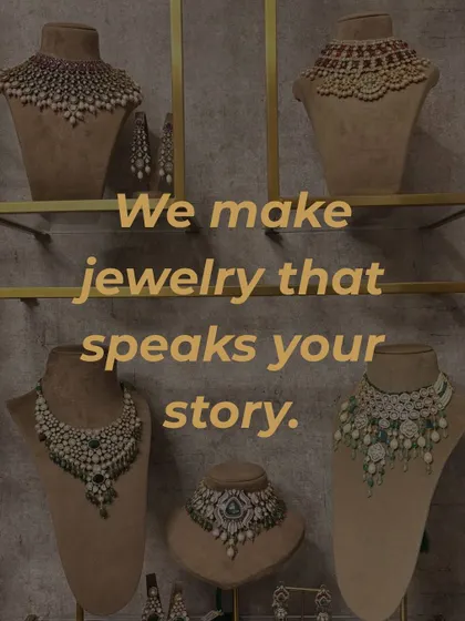 We make jewelry that speaks your story. A shot of our in-store display, showcasing a variety of our statement necklaces.