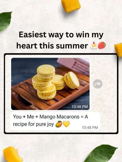 A sweet message from a customer enjoying our Mango Macarons. They truly are a recipe for pure joy, especially when shared.