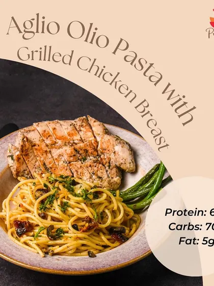One of our bestsellers, the Aglio Olio Pasta with Grilled Chicken Breast, is a protein powerhouse with 65g of protein. It's the perfect meal for athletes or anyone looking for a serious protein boost.