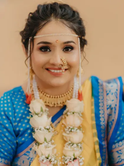 The happy, smiling face of my real bride Niharika during her wedding ceremony. Her natural, radiant makeup lasted perfectly throughout the day.