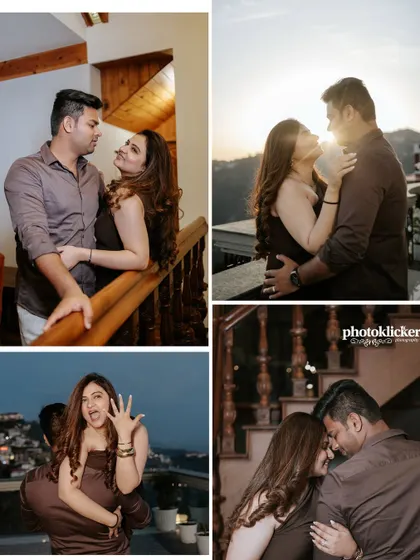 A collage from a proposal shoot, capturing the joy and romance of the moment, from the proposal itself to intimate embraces.