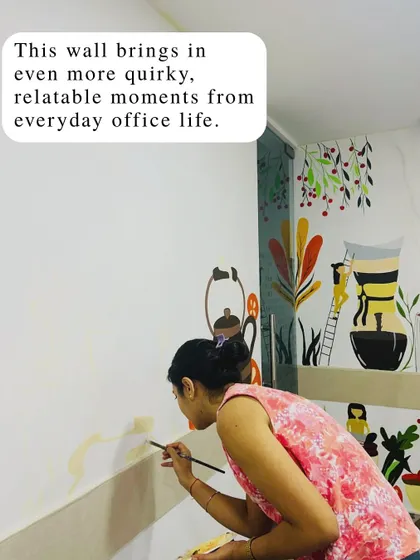 This wall was designed to bring in even more quirky and relatable moments from everyday office life, making the space feel personal and fun.