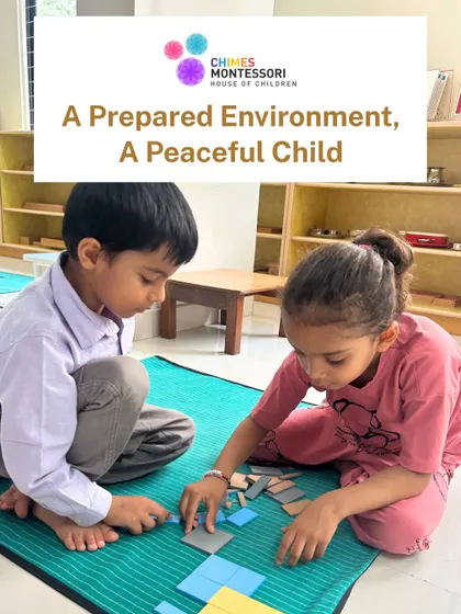 A prepared environment leads to a peaceful child. Here, two children collaborate on a puzzle, demonstrating the harmony that comes from a structured, respectful space.