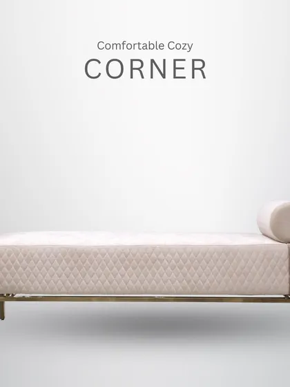 This comfortable and cozy daybed is perfect for a corner nook. The quilted fabric and simple metal frame create a look of minimalist elegance.