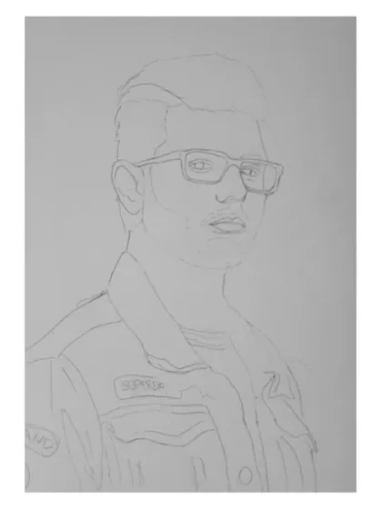 The 72-hour process of drawing CarryMinati. You can see how I start with the glasses and face, then build out the details of his signature denim jacket.