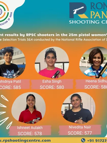 Phenomenal scores by our women shooters in the 25m Pistol event at the NRAI Selection Trials. The results, including a 585 by Abhidnya Patil and 580s by Esha Singh and Heena Sidhu, reflect our high standards of performance.