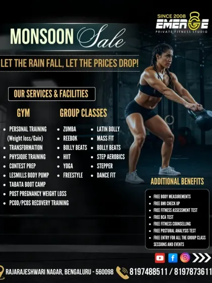 Don't miss our Monsoon Fitness Blast. Get amazing deals on annual, couple, and family memberships, plus a Buy 2, Get 1 Free offer.
