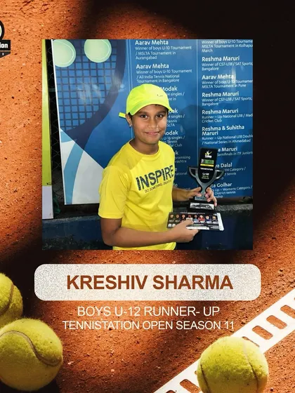 Kreshiv Sharma emerges as the runner-up at the U-12 Boys TenniStation Open Season 11. His dedication and hard work have paid off.