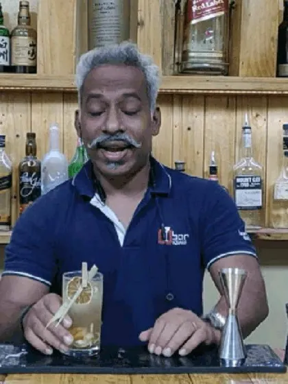 Here I am explaining the profile of a vodka-based cocktail to my students. Understanding the spirit is just as important as knowing the recipe.