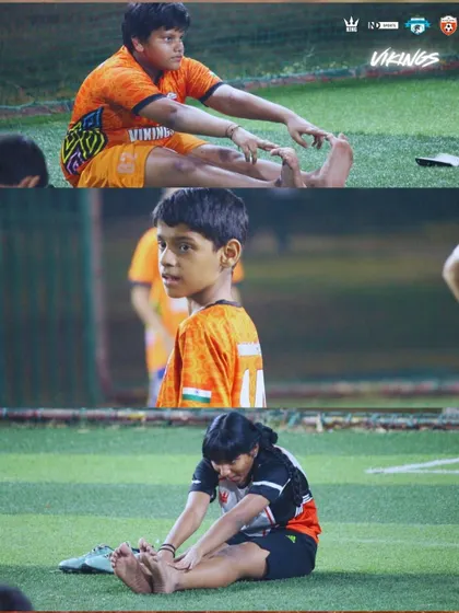 Preparation is everything. This series of images shows our young players, both boys and girls, dedicated to their pre-training stretches. We teach the importance of discipline and taking care of your body from day one.