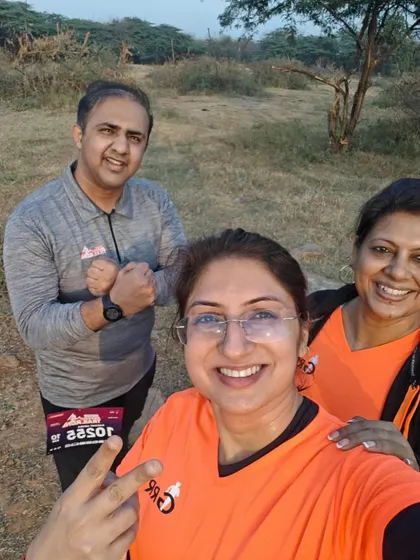 A selfie of our runners enjoying the Aravali Trail Run. We find joy in the challenge.