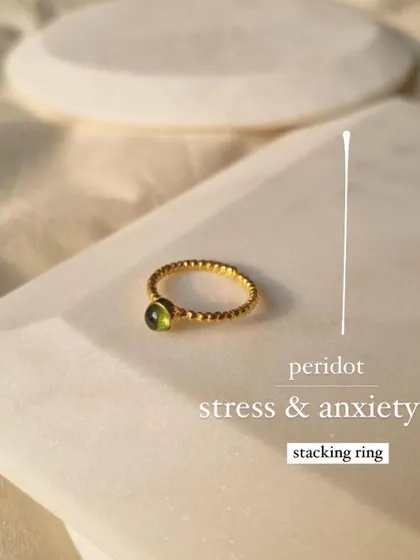 Another view of the Peridot stacking ring.