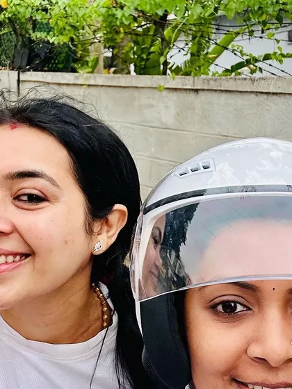 A cheerful selfie with a student on the way to our Yoga Day event. Celebrating wellness and unity through yoga is what it's all about.