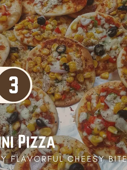 Our mini pizzas are a tiny, flavorful, and cheesy bite, making them an essential starter for any party.