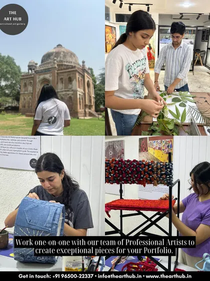 This collage shows the diverse activities in my one-on-one program, from outdoor research to in-studio creation of exceptional portfolio pieces.