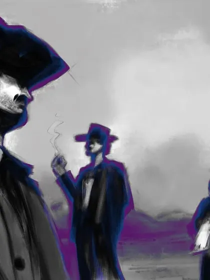 Another color variation of the cartel scene. Here, I introduced some cool purple tones into the shadows to create a more modern, stylized noir look.