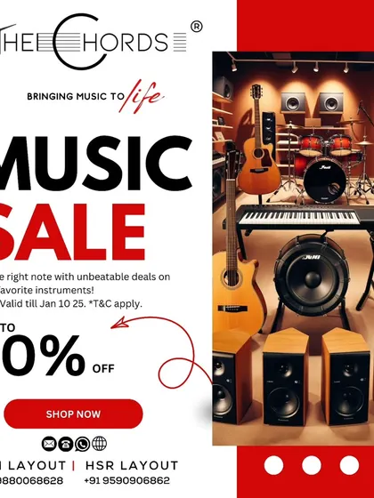 An example of one of our music sales, offering significant discounts on a wide range of instruments and gear.