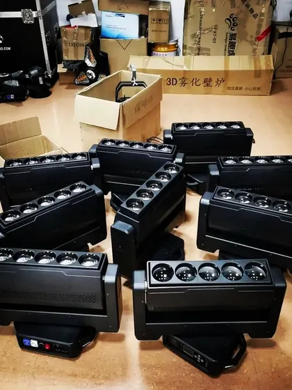 A shipment of my 5-LED 60W beam wash pixel zoom bars, ready to be deployed for an event. I'm always expanding my inventory with the latest and greatest lighting tech.