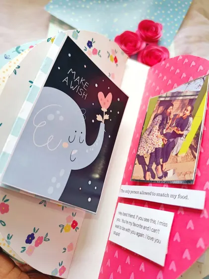 This page has a cute 'Make a Wish' card and a fun photo, showing the interactive elements I add.