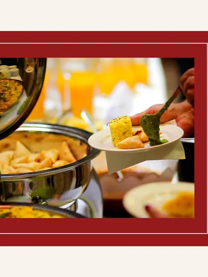 Taste the difference. A promotional graphic showcasing our buffet with a variety of starters.