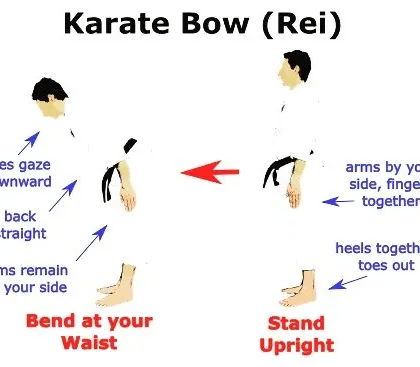 The bow, or Rei, is a sign of respect that we do at the beginning and end of every class. This shows the correct way to bow to your instructor and fellow students.