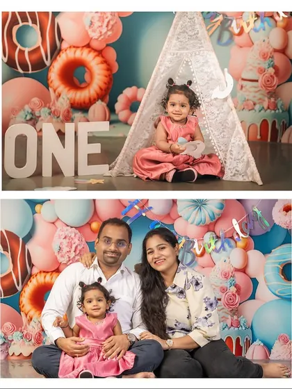 From a solo portrait in her teepee to a loving family photo, this first birthday collage captures all the important moments. It's a beautiful way to remember who was there to celebrate the big day.
