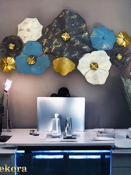 This floral sculpture is shown here in a home office setting, proving that art can make any space more inspiring.