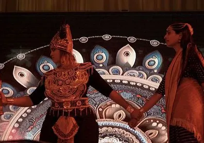 A climactic moment from the 'Ramayan' drama, showcasing the dynamic character interactions and powerful stage presence of our performers.