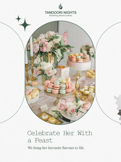 Celebrate her with a feast. This beautiful dessert table, adorned with pastel macarons, cakes, and fresh roses, is the perfect way to add a touch of sweetness and elegance to any special occasion.