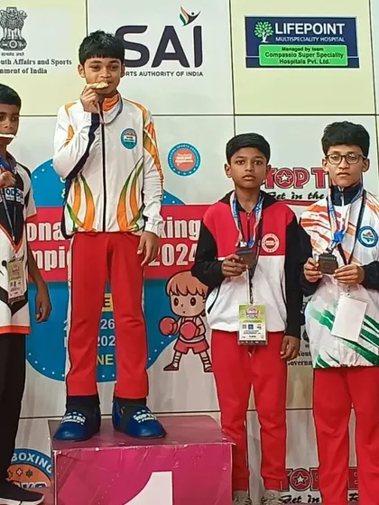 Congratulations to our champ Naiem Gangawali on the podium after winning a bronze medal in a competitive kickboxing tournament. Every medal represents countless hours of training and dedication.