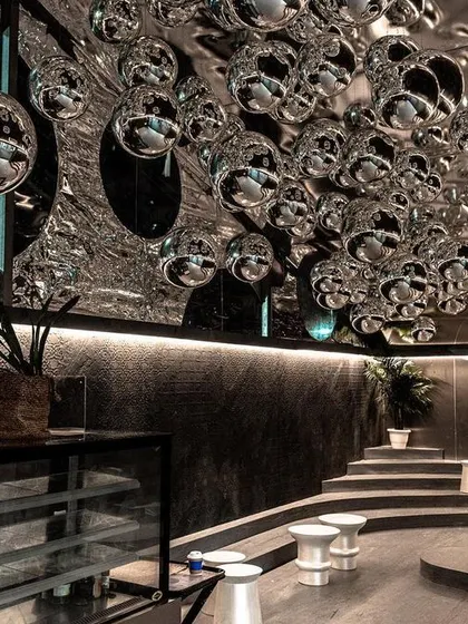 A repeat of image 2, a wide view of the 'Silver Escapade' installation.